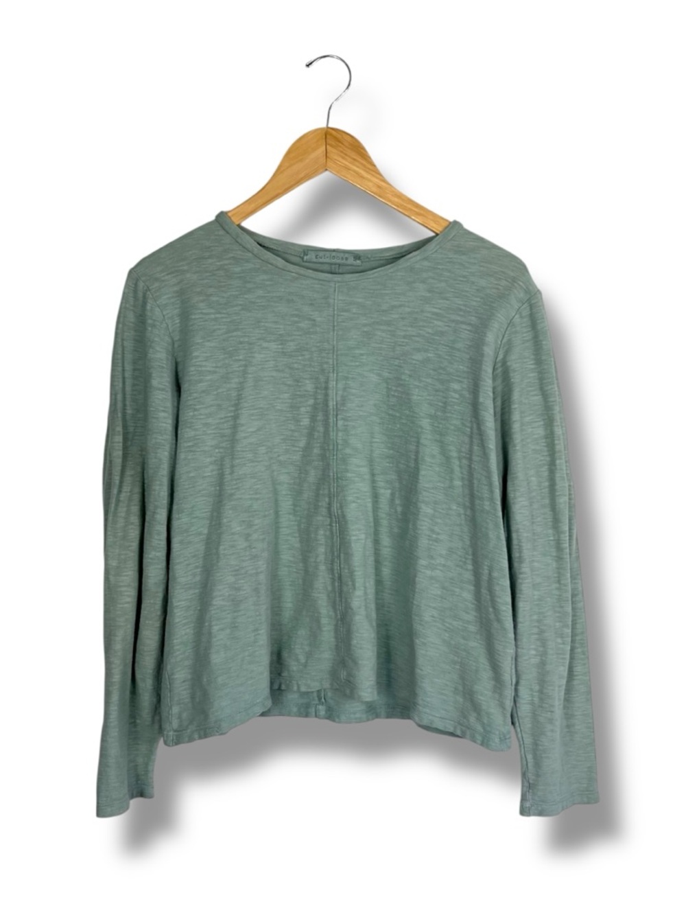 Cut Loose Long Sleeve Linen Cotton Blend Boxy Slouchy Top M Blue Green Lagenlook